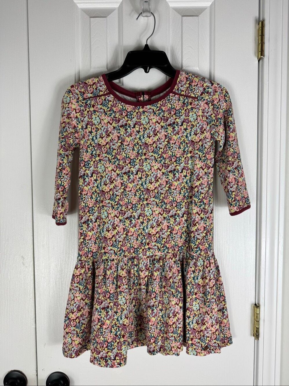 435 Matilda Jane Floral Girls 3/4 Sleeve Drop Waist Dress Size 10